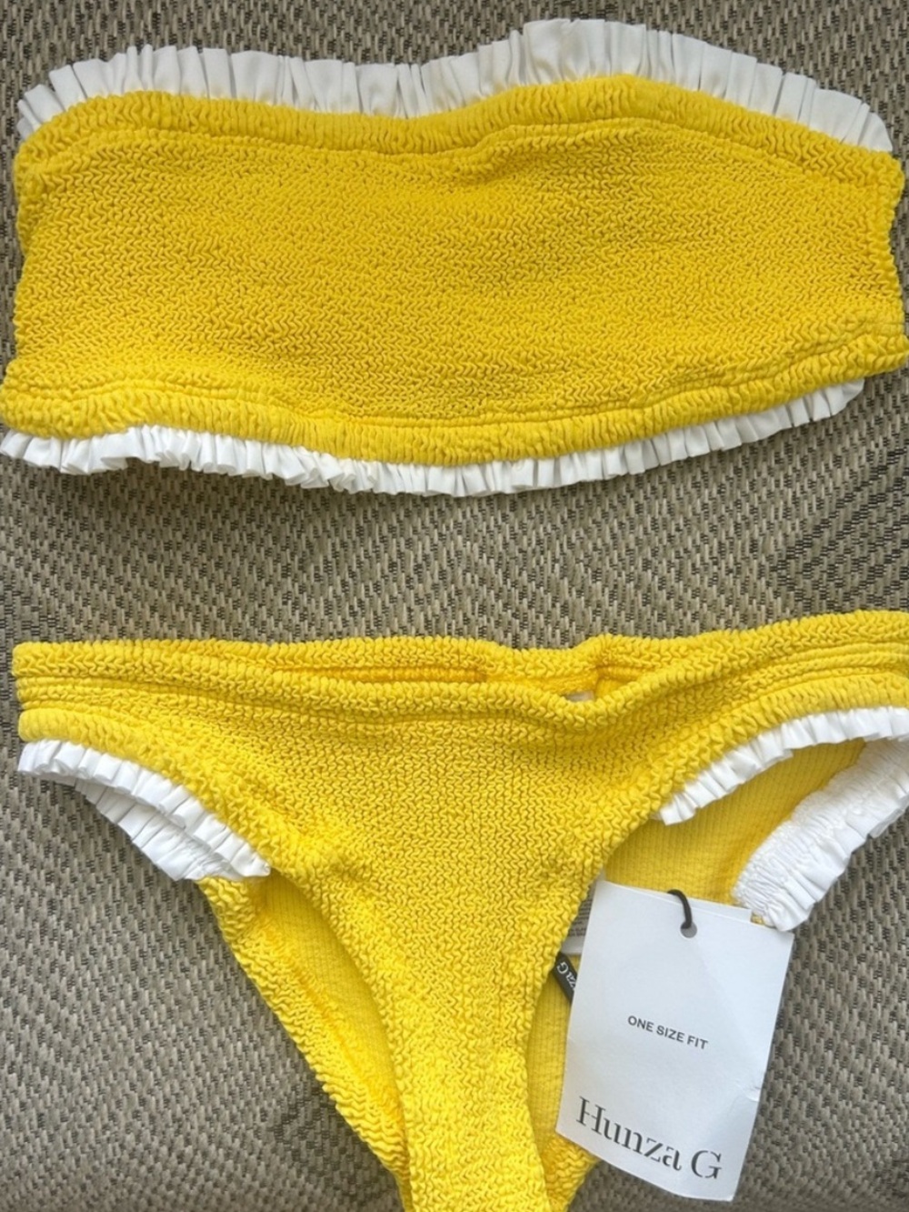 NWT Hunza G Tracey Frill Bikini in Yellow - Picture 6 of 6